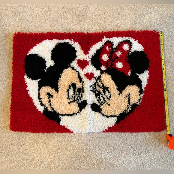 Completed vintage Mickey & Minnie Mouse latch hook rug. 30” x 20”. - Picture 3 of 3